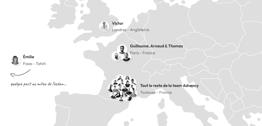 Carte avec positionnement des membres de l'agence