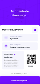 Page de démarrage d'une partie application Taakaro