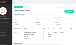 Page d'une commande de l'extranet de la Blanchisserie Toulousaine de Santé