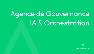 Agence de Gouvernance IA & Orchestration, logo Advency, fond vert.