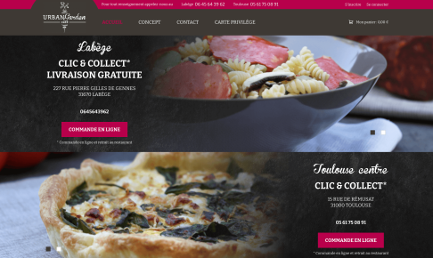 Page d'accueil d'Urban Garden Café