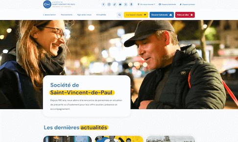 screenshot de la page d'accueil du site de la SSVP